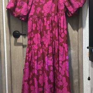 Floral Pink and Red Dress from boutique